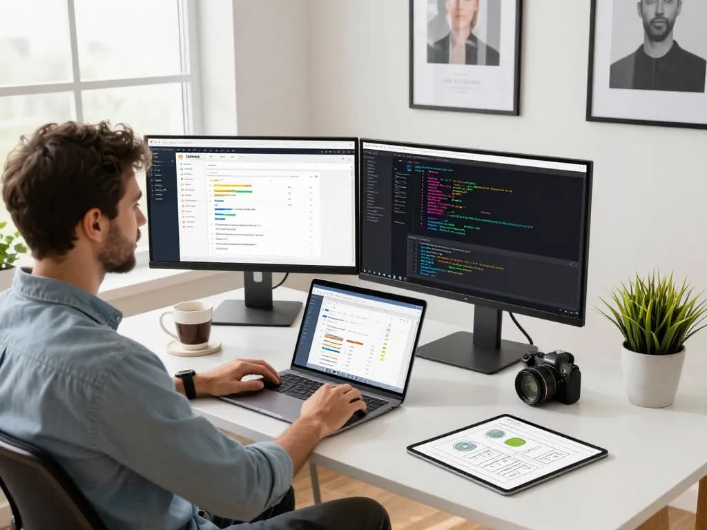 Moltbot functionality in a modern home office, showcasing productivity tools and task automation.