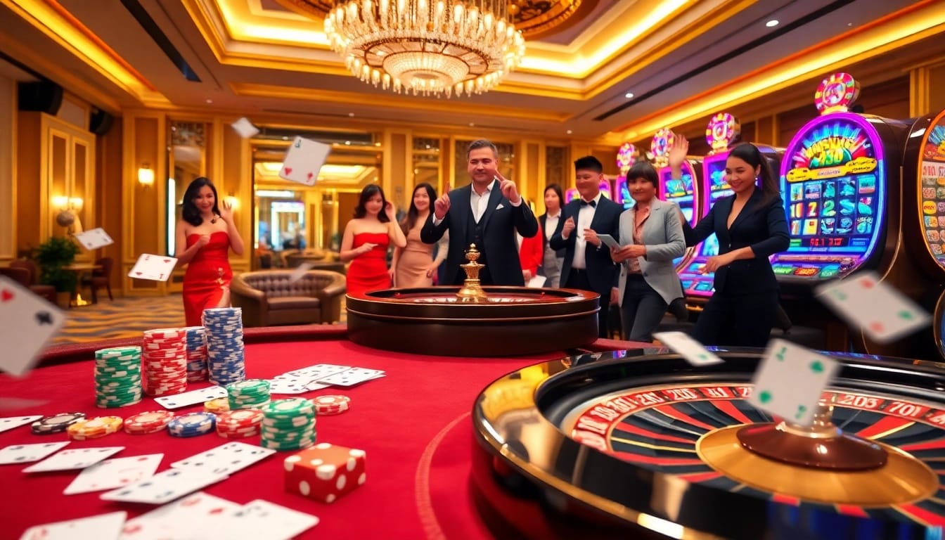 Experience high-stakes poker and thrilling casino games at tg88 with vibrant chips and a gleaming roulette wheel.