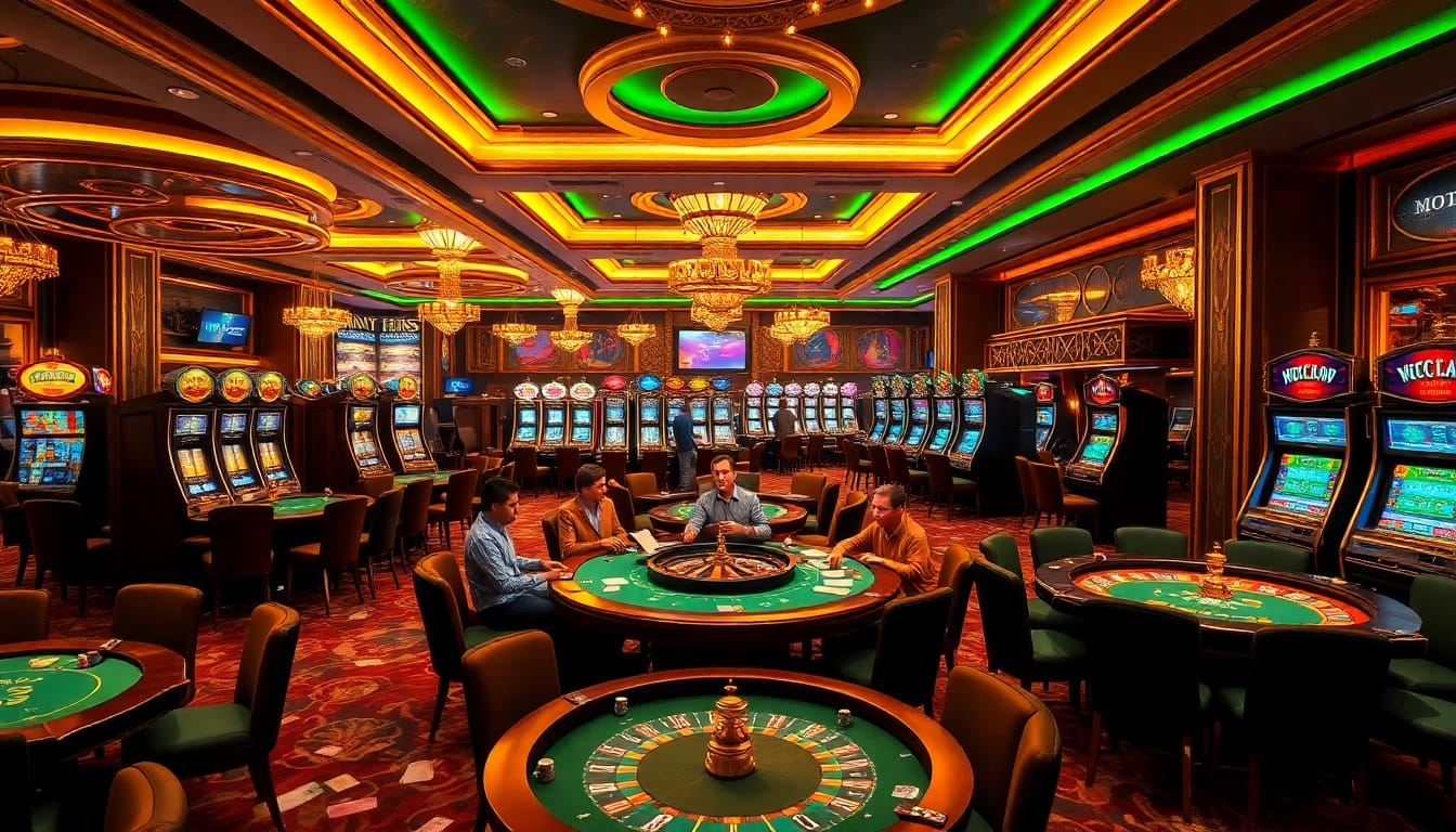 Mocbai's vibrant casino featuring luxurious gaming tables and engaged players in a lively atmosphere.