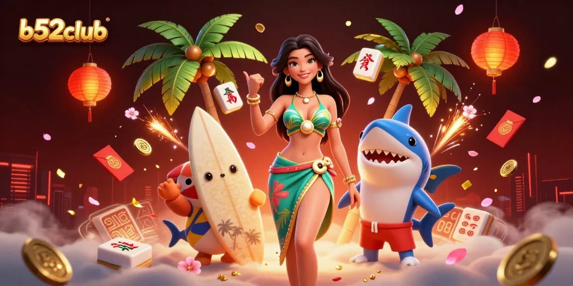Win big with b52club in a vibrant 3D casino illustration filled with excitement.