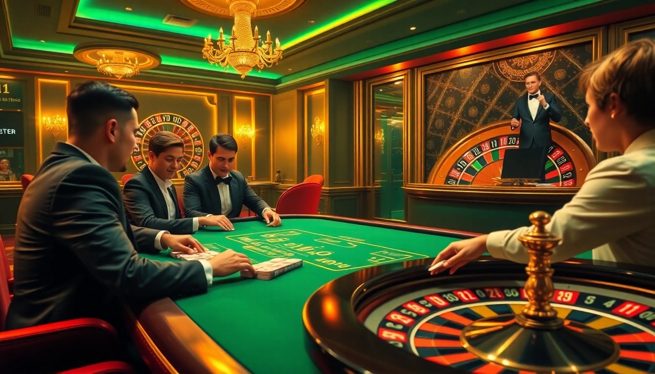 Experience thrilling gameplay at https://vu88.tech/ with luxury casino chips and an elegant blackjack table.