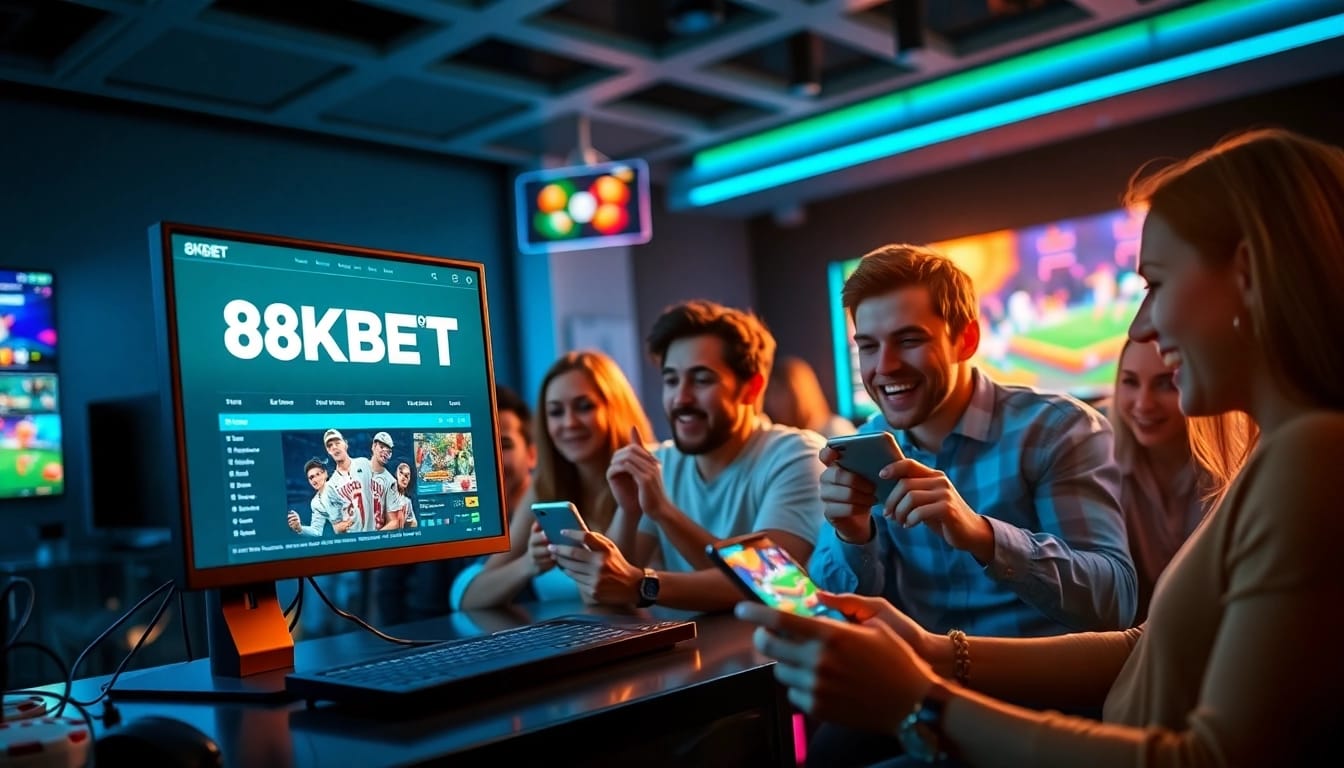 Engaged players enjoying online betting at nhà cái 8kbet with dynamic visuals.
