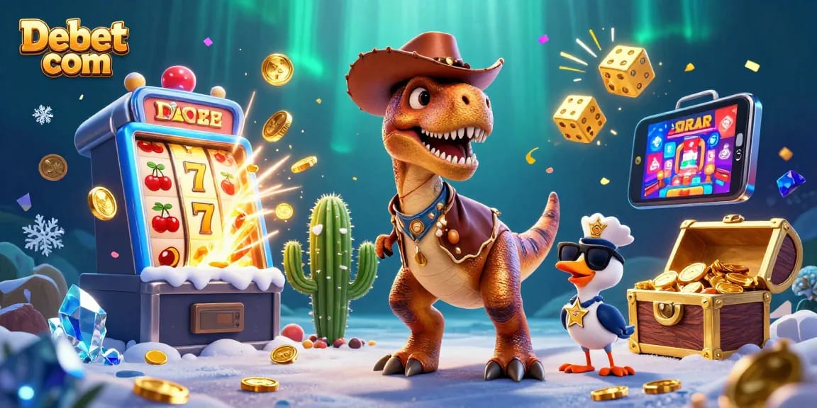 Engage with Debet com in an exciting carnival of 3D casino illustrations with vibrant characters.