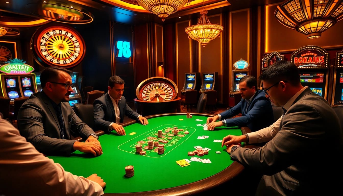 Profound gaming experience at 98win's luxurious casino tables with poker and roulette.