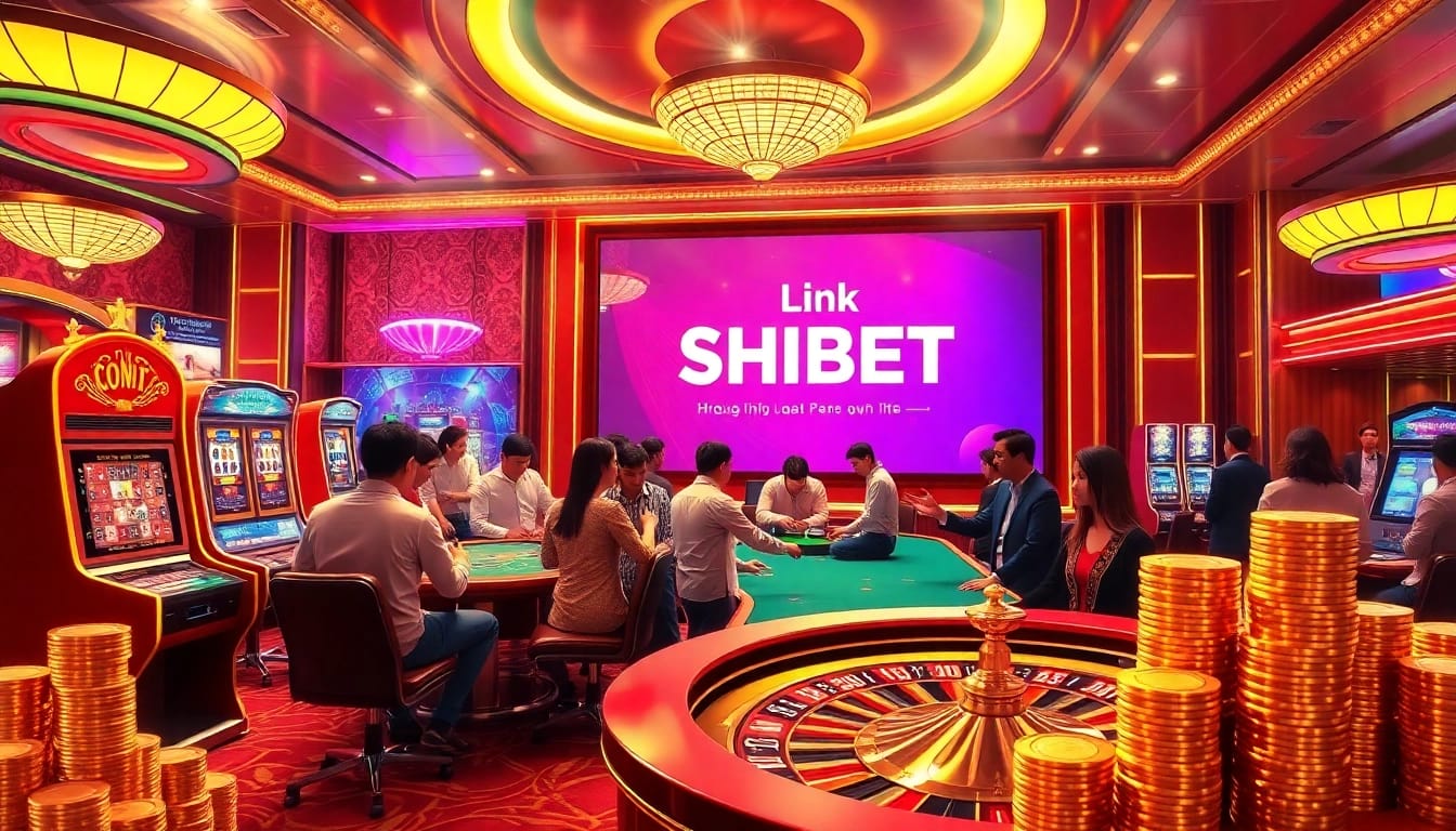 Experience link dự phòng SHBET at a vibrant casino scene with players engaged in thrilling bets.