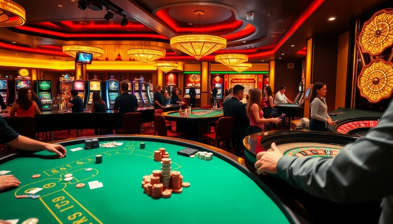 Players enjoying poker and slots at HITCLUB, creating an exciting casino atmosphere.