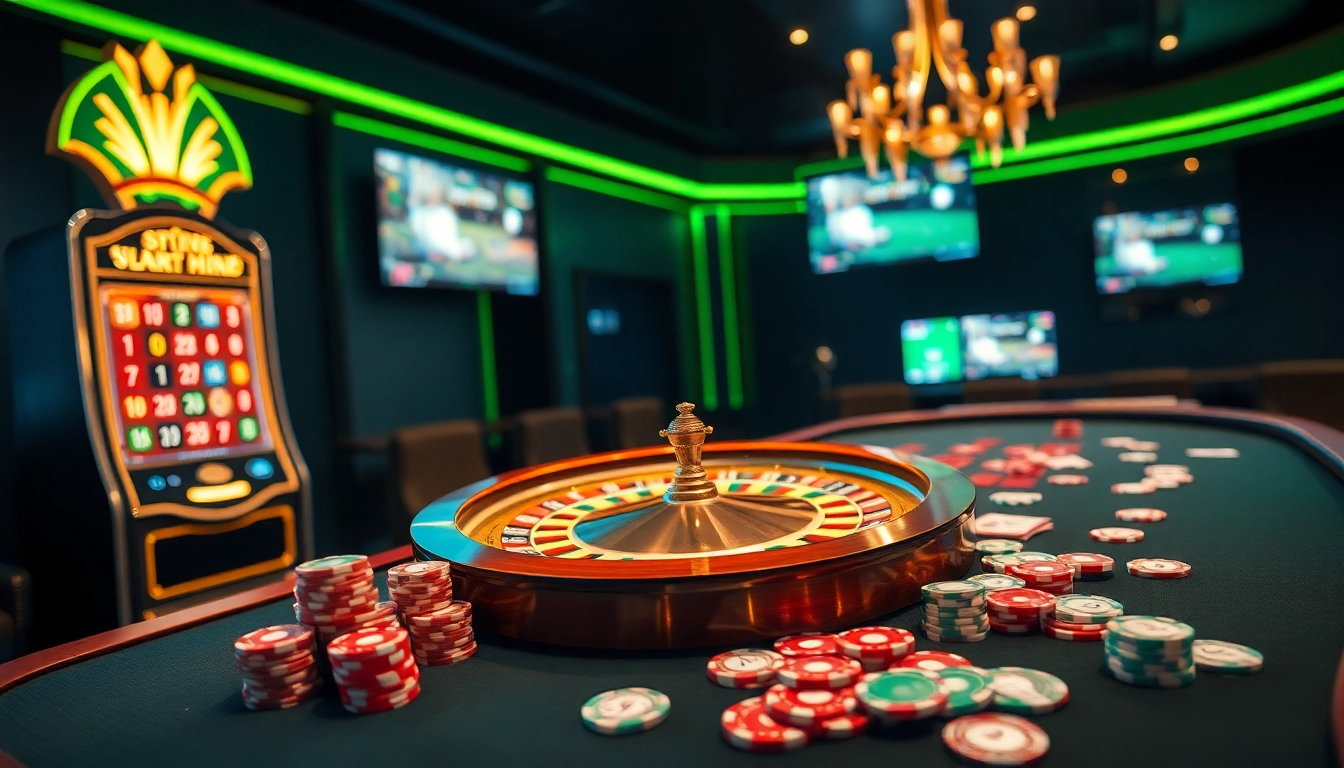 Experience vaoluoitv online gambling with a vibrant casino scene featuring slots and poker.
