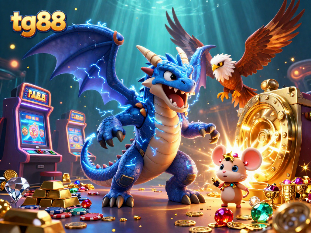 Spin the reels with tg88's vibrant characters in this playful casino adventure.