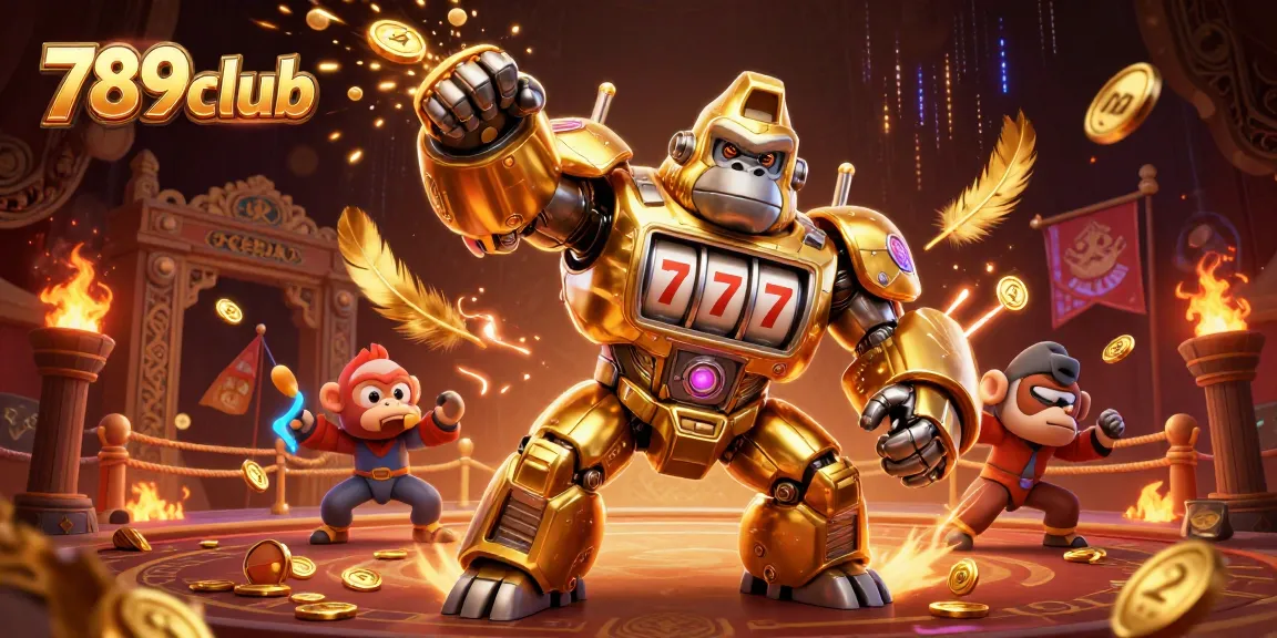 Experience thrilling gameplay at 789club with a dynamic casino scene featuring a golden gorilla mech.