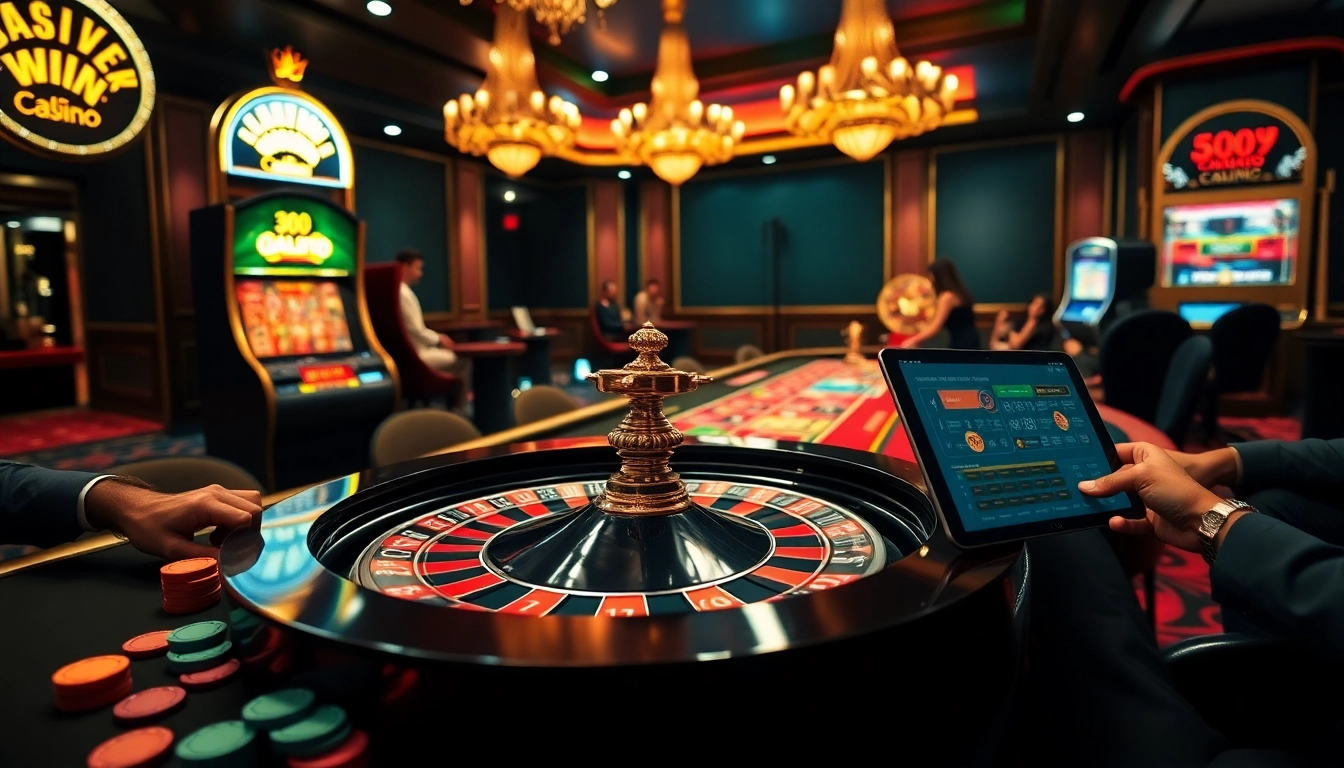 Experience the thrill of gambling at uu88 with an exciting casino scene featuring roulette and poker.