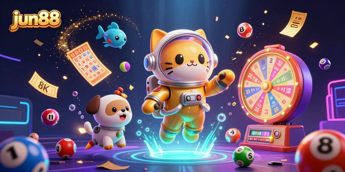 Experience exciting gambling adventures at jun88 with colorful lottery elements and dynamic visuals.