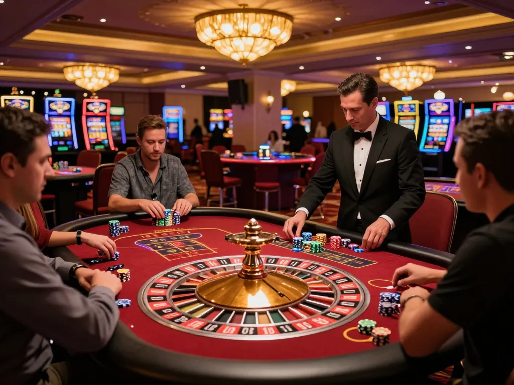 Exciting roulette gameplay moment at HITCLUB with players placing bets and wheel spinning, vibrant casino atmosphere.