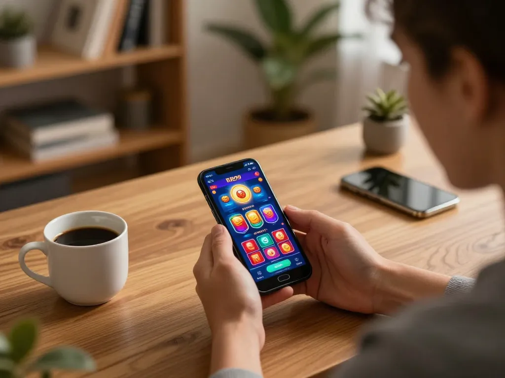 Engaging gameplay on the RR99 APP showcasing colorful casino graphics on a smartphone.