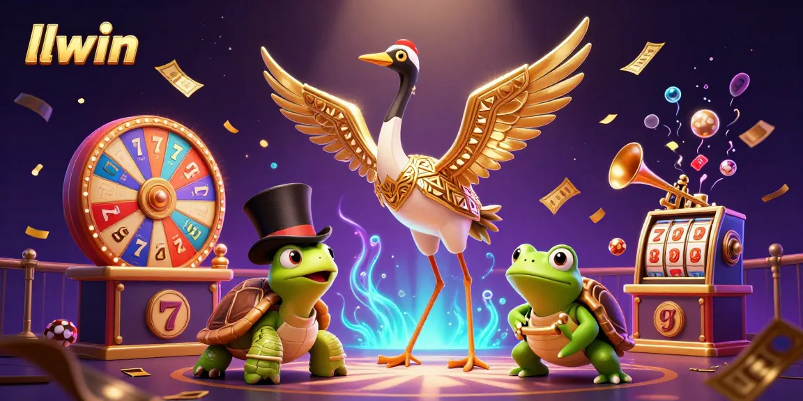 Experience thrilling entertainment at llwin with slot reels and colorful elements in this vibrant digital illustration.