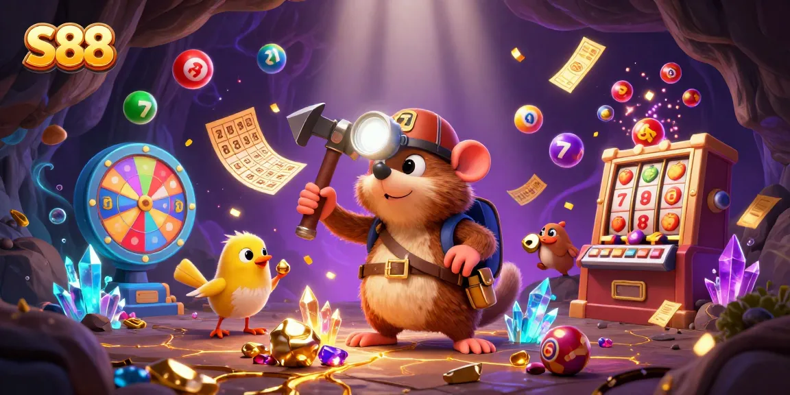 Experience S88 excitement in a vibrant casino world with dynamic prize elements and treasure-themed characters.