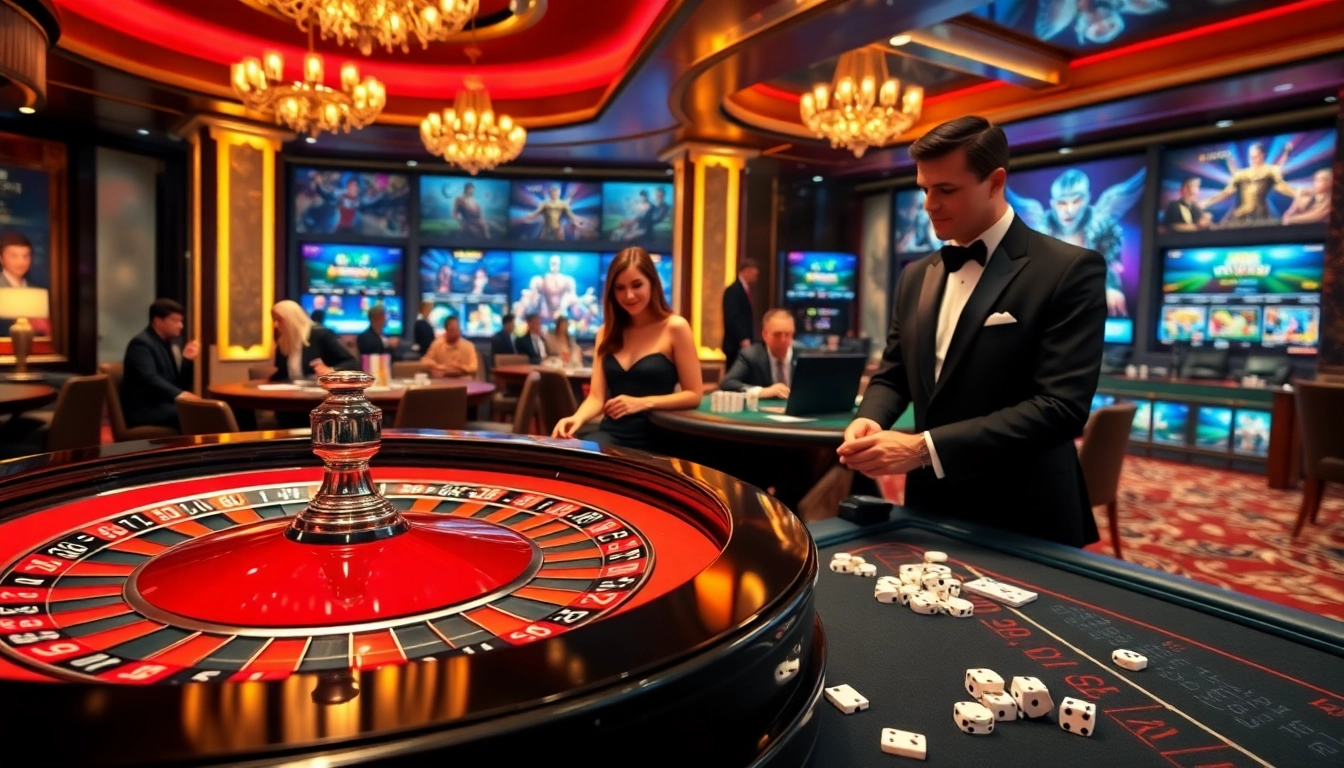 Gamble and win at https://saobet.website/ with a vibrant casino scene showcasing roulette and poker excitement.