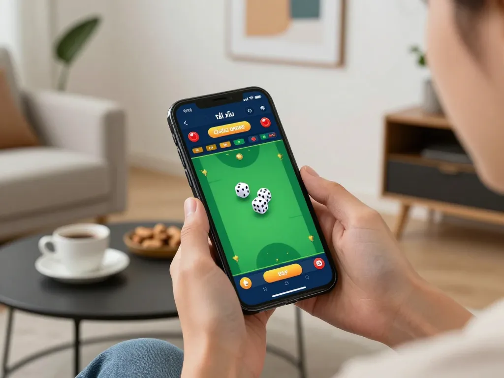 Engaging smartphone experience with app tài xỉu online showing live gameplay and animated dice.