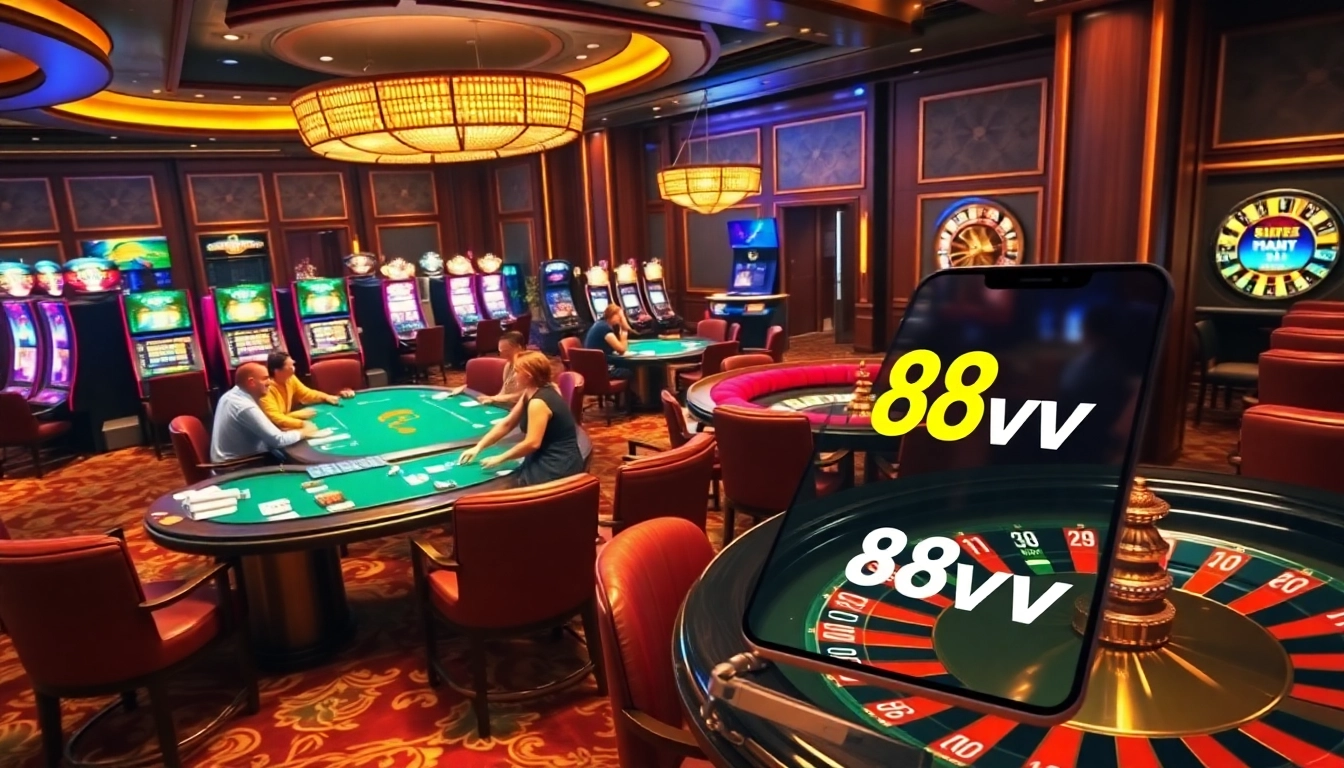 Experience excitement at 88vv casino with vibrant gaming tables and thrilling gambling action.
