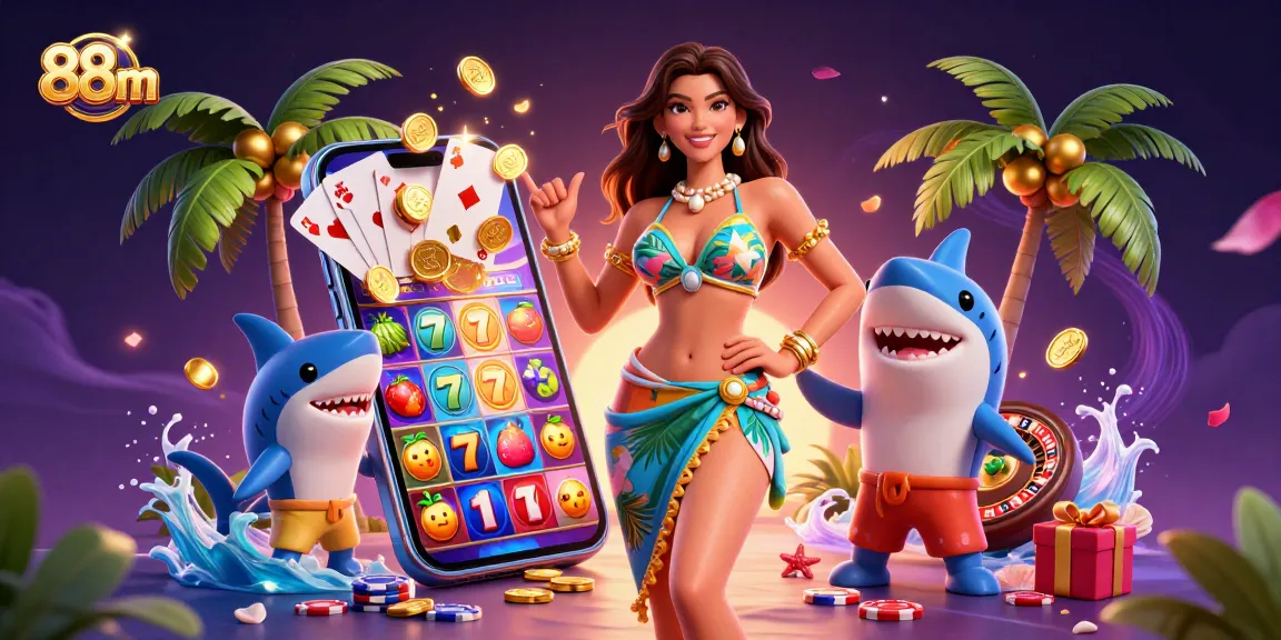 Bet big with 88m and vibrant slot games bringing luck in a dazzling casino scene.