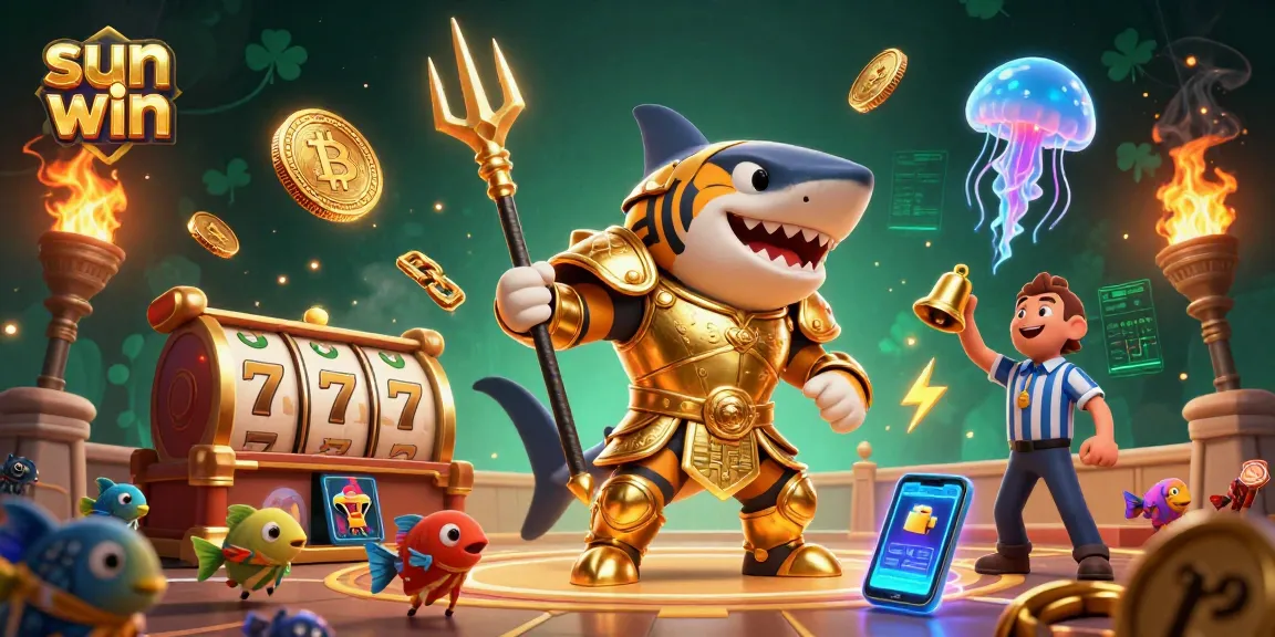 Experience exhilarating gameplay at sun win with a dynamic tiger shark in a casino-themed underwater colosseum.