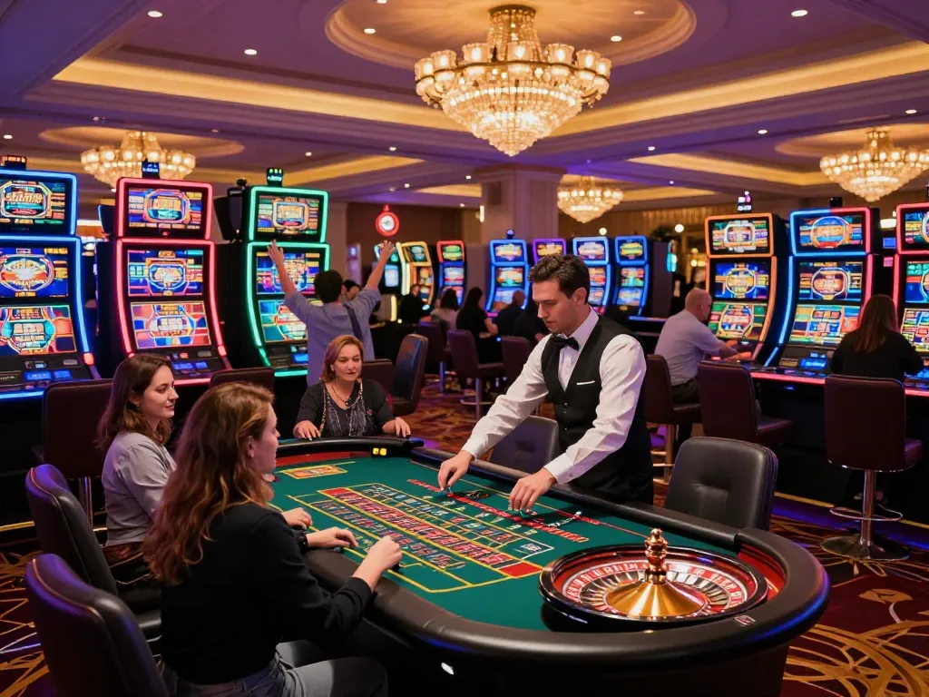 sc88 players celebrating around a vibrant casino roulette wheel with an elegant atmosphere.