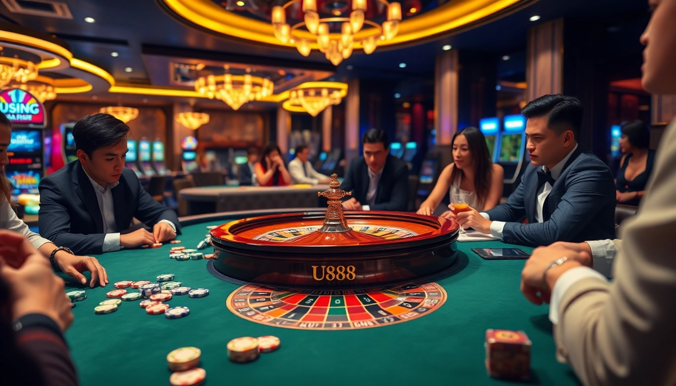 Experience the excitement of U888 online casino with vibrant roulette and engaging players.