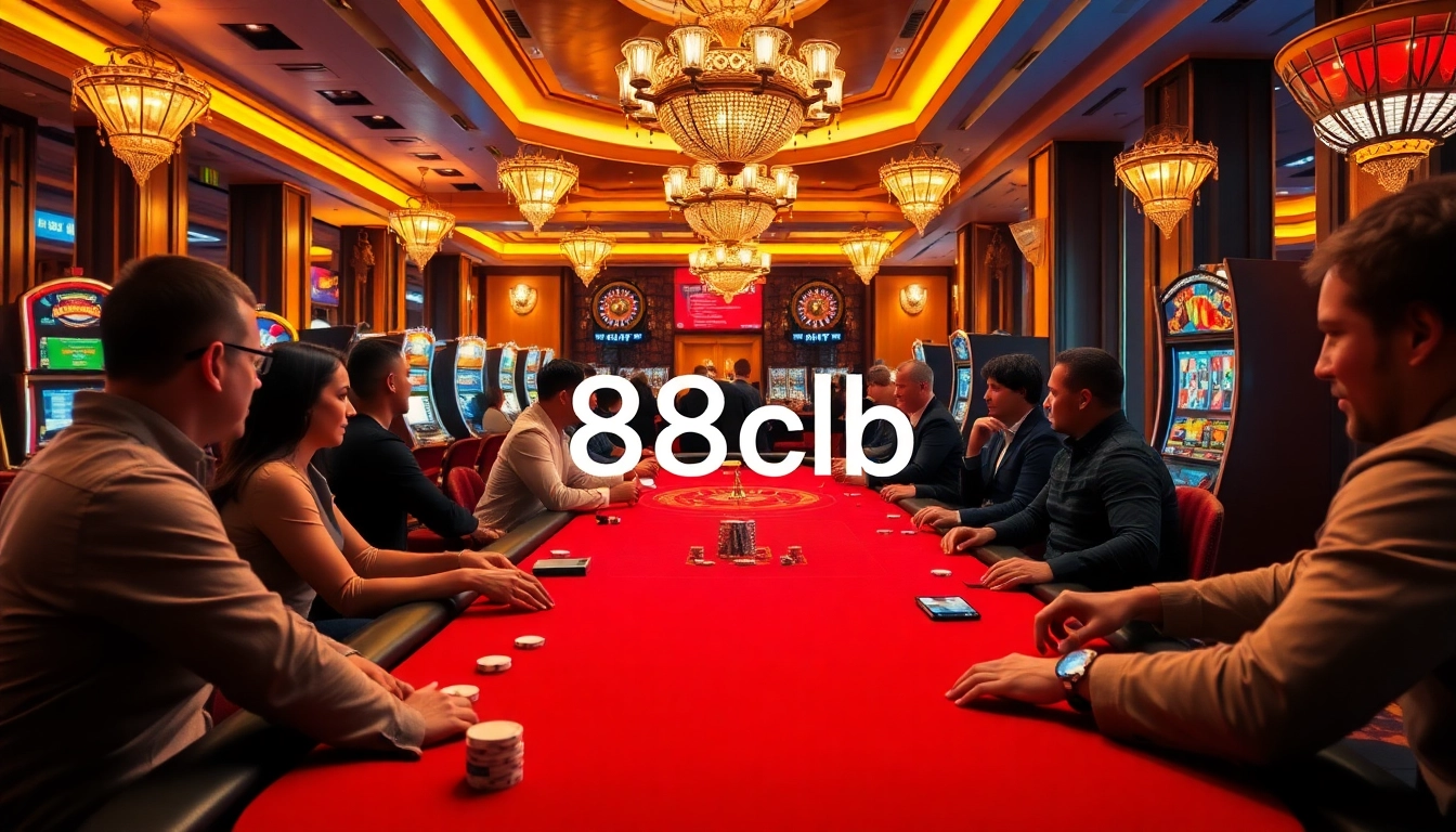 Engaged players enjoy thrilling games at 88clb casino, featuring vibrant and luxurious tables.