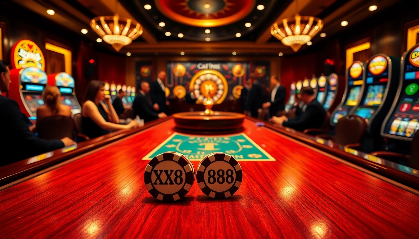 Players enjoying a thrilling poker game at a casino featuring the XX88 stakes.