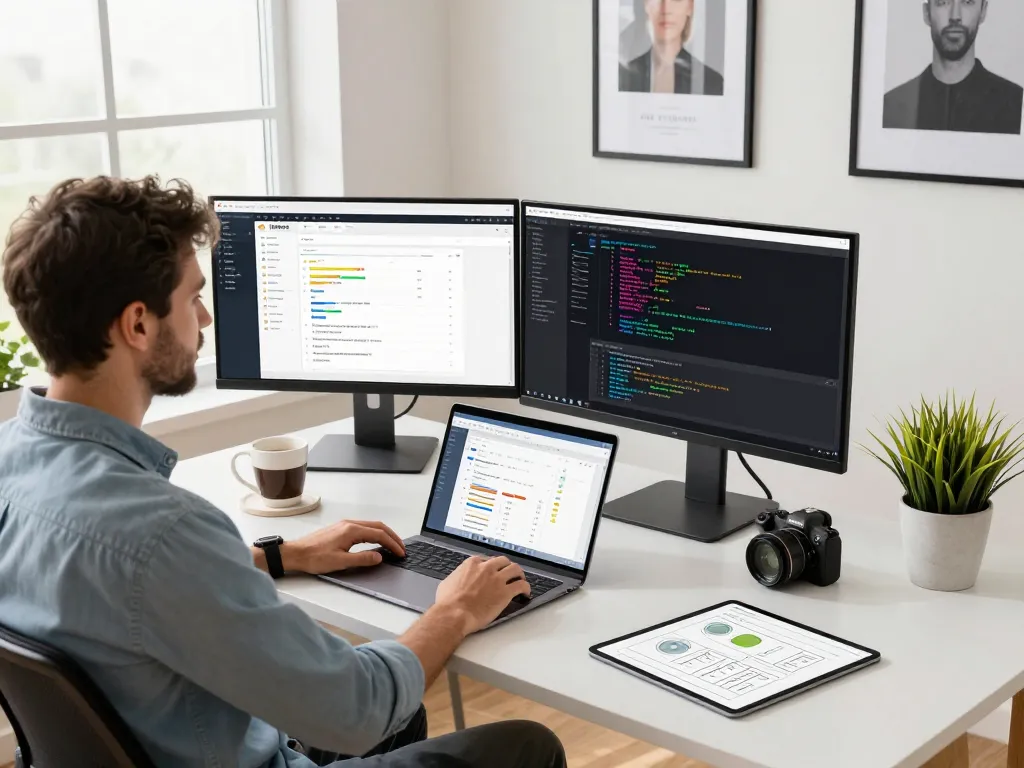 Moltbot functionality in a modern home office, showcasing productivity tools and task automation.