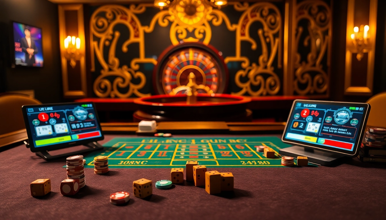 Xóc đĩa online gaming scene with colorful chips and interactive betting table.