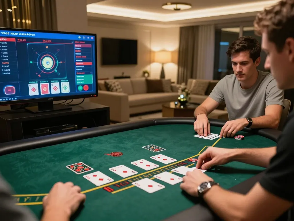 MISO88 online blackjack game with players strategically placing bets in a cozy home setup