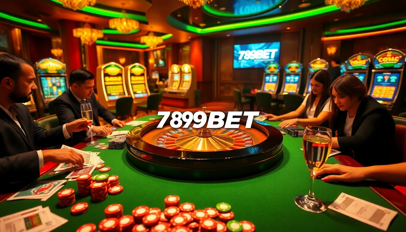 Players enjoying a roulette game at 789BET casino, showcasing excitement and luxury.