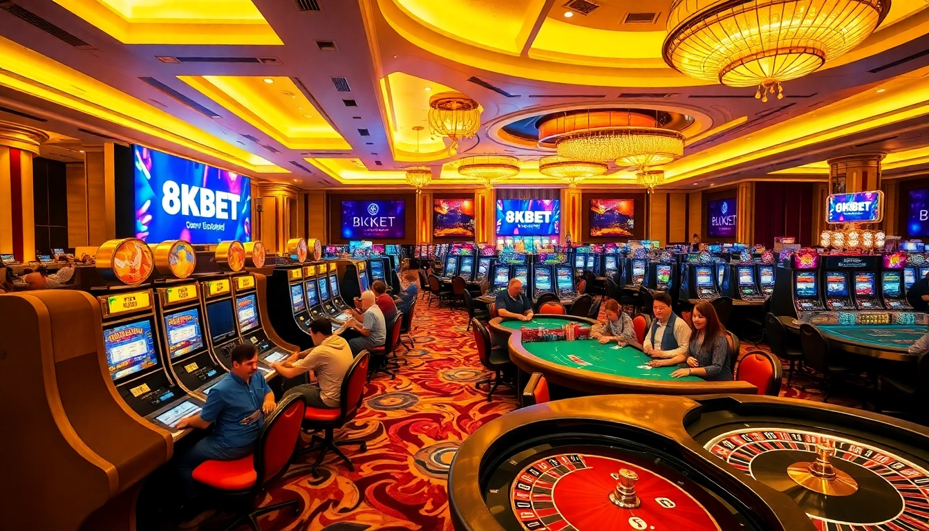 Experience excitement at 8KBET with vibrant casino games and luxury gaming atmosphere.
