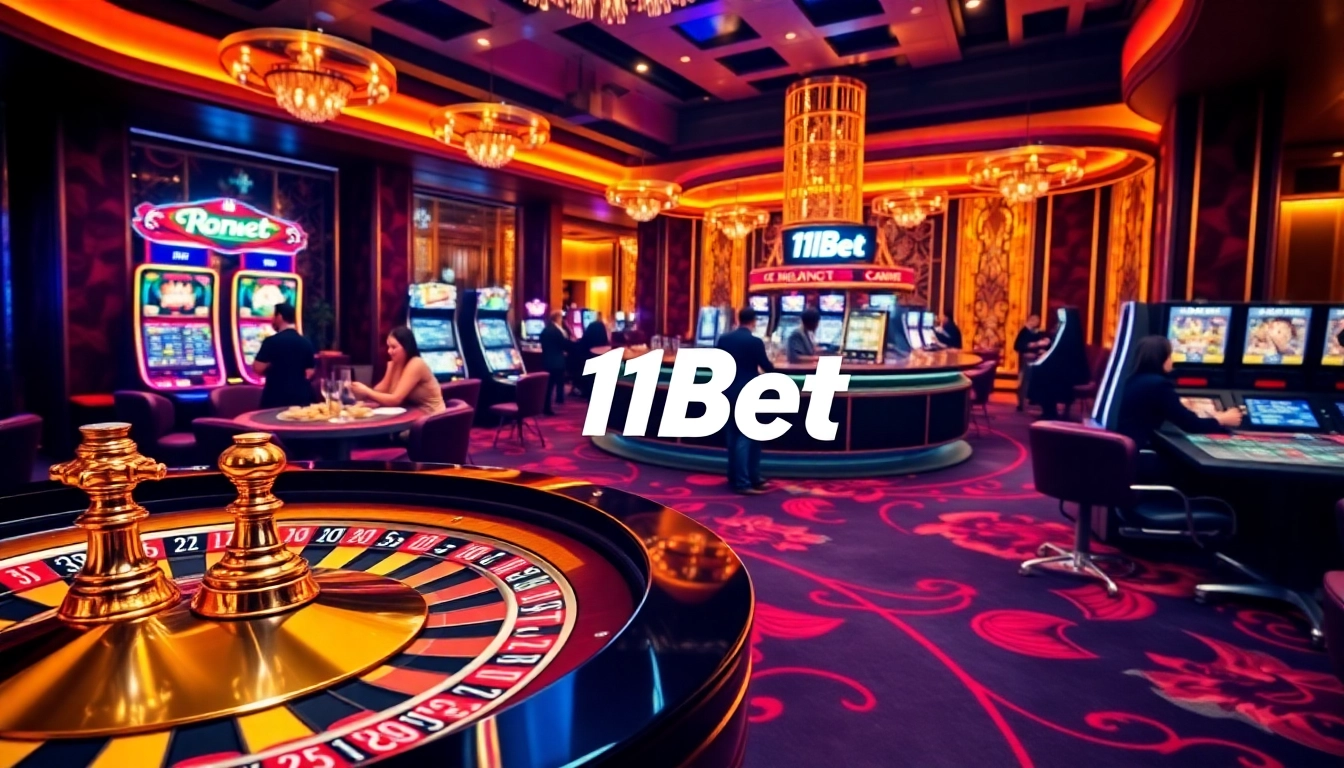 Experience thrilling gameplay at 11Bet with vibrant casino tables and engaging slot machines.