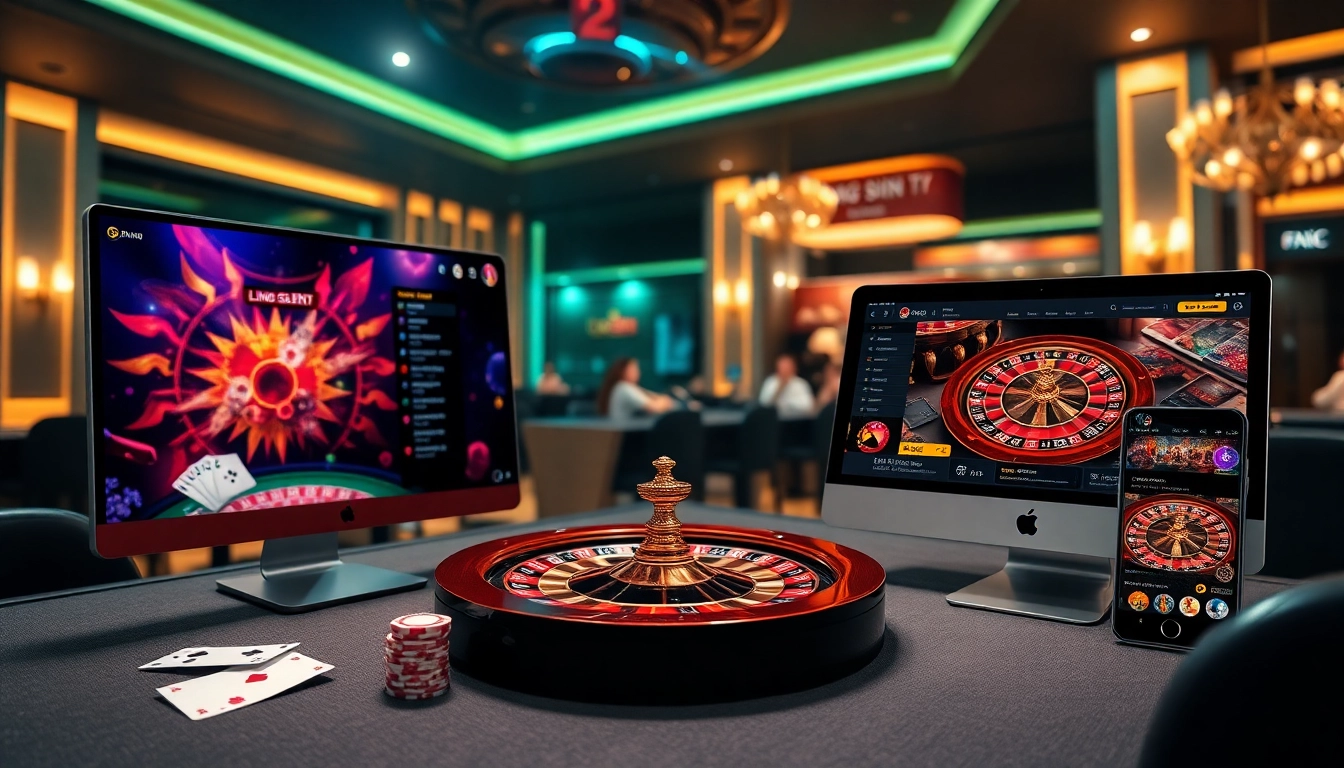 Lương Sơn TV offers seamless online gaming experiences with dynamic visuals of luxury casino elements.