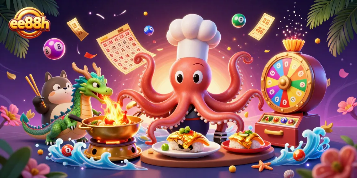 Play thrilling games and win with ee88h at this vibrant casino scene featuring unique characters!