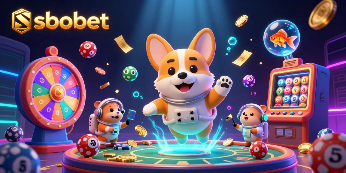 Experience sbobet's exciting betting world with a 3D astronaut corgi and dynamic gaming elements.