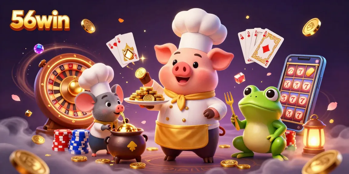 Experience thrilling gameplay and winnings at 56win with gold coins, casino games, and delightful characters.