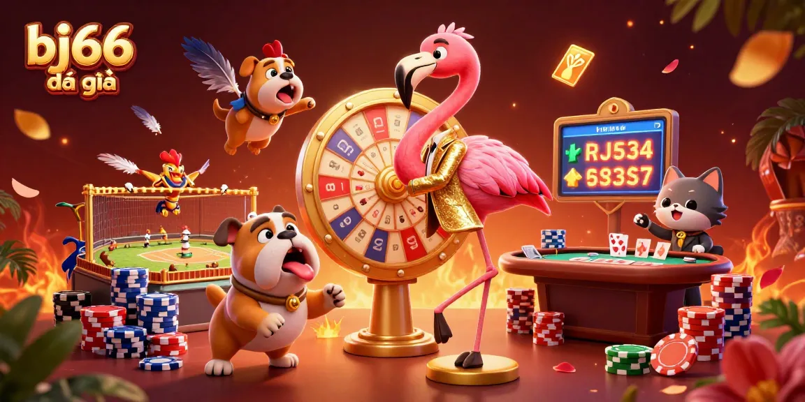 Experience excitement with bj66 đá gà as flamingo host spins prize wheel, revealing action-packed fun.