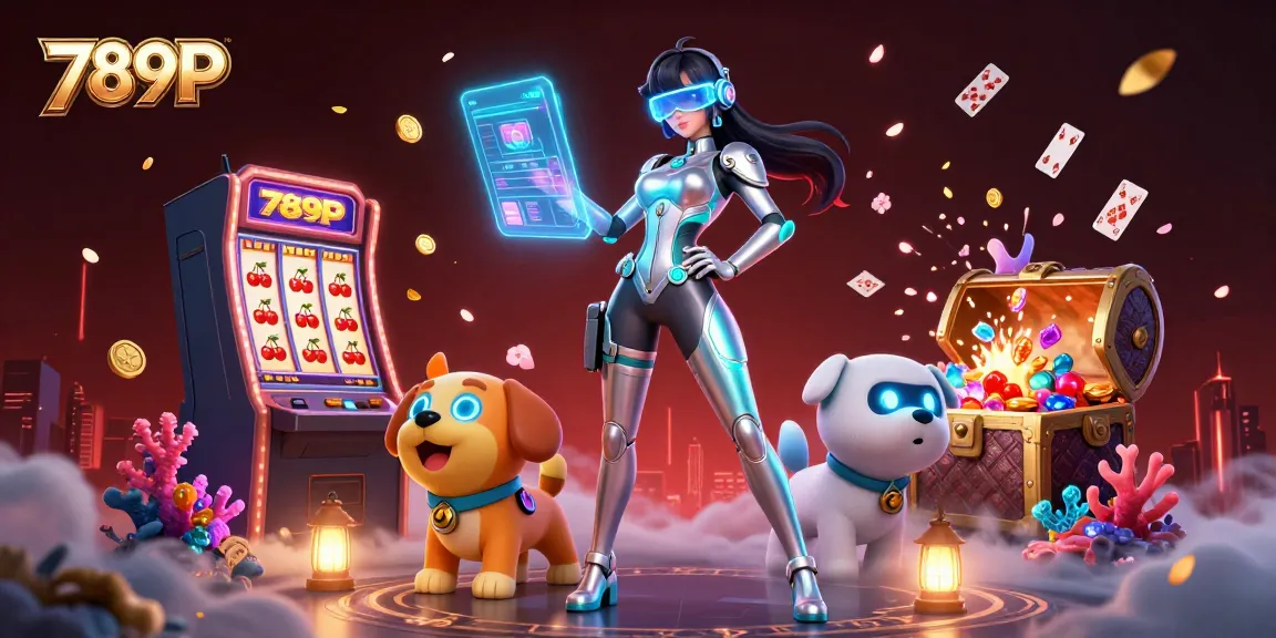 Experience the excitement of 789P with a dynamic casino scene featuring a futuristic woman and robot.