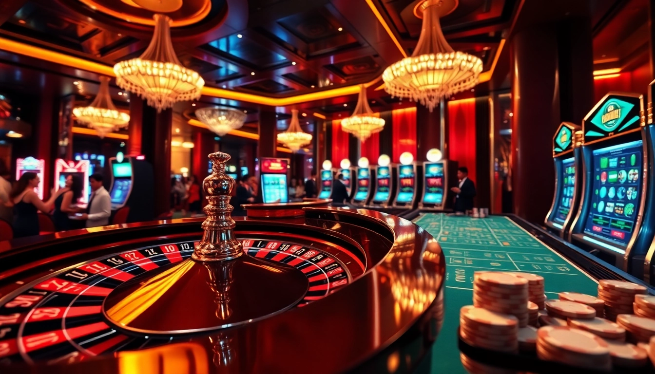 Thrilling gambling scene at MM88 showcasing poker chips and a roulette wheel.