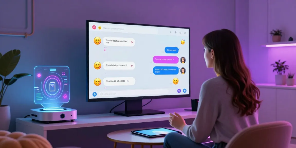 Engaging ai sex chat interaction on a futuristic platform, showcasing user experience with vibrant chat elements.