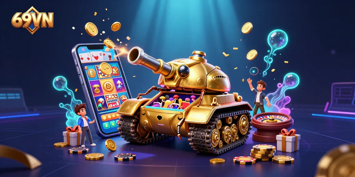 Engage in electrifying gameplay at 69VN’s vibrant miniature casino showcasing diverse games, coins, and rewards.