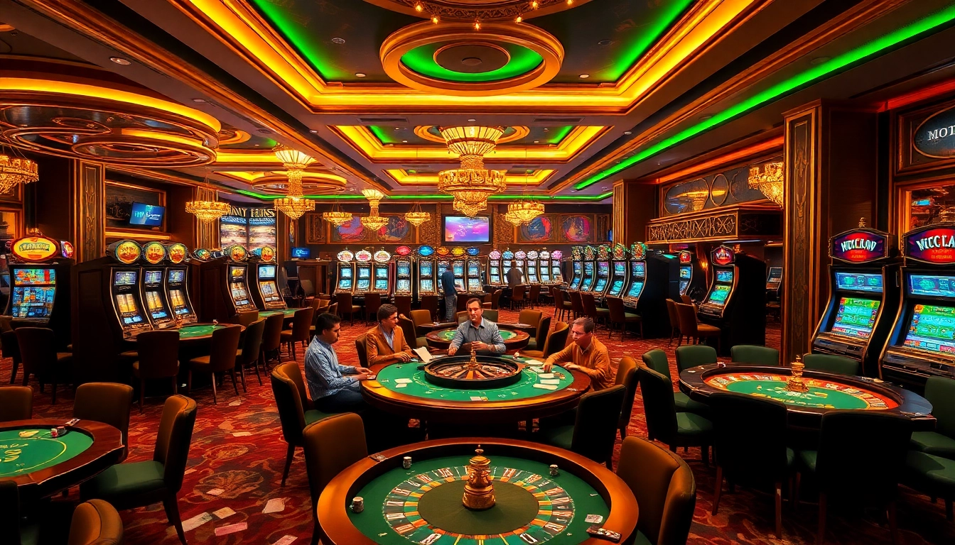 Mocbai's vibrant casino featuring luxurious gaming tables and engaged players in a lively atmosphere.