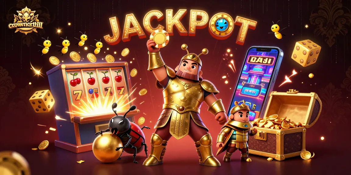 Win big with crownnorthill's slots as the hercules beetle celebrates a jackpot.