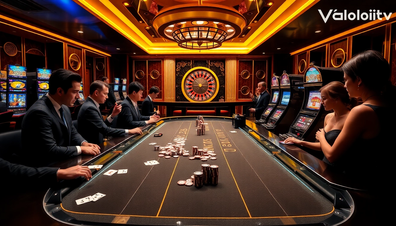 Players enjoying a thrilling card game at Vaoluoitv's vibrant casino venue.
