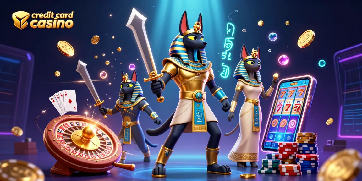 Experience thrilling gaming action at a vibrant credit card casino with Anubis and Bastet.