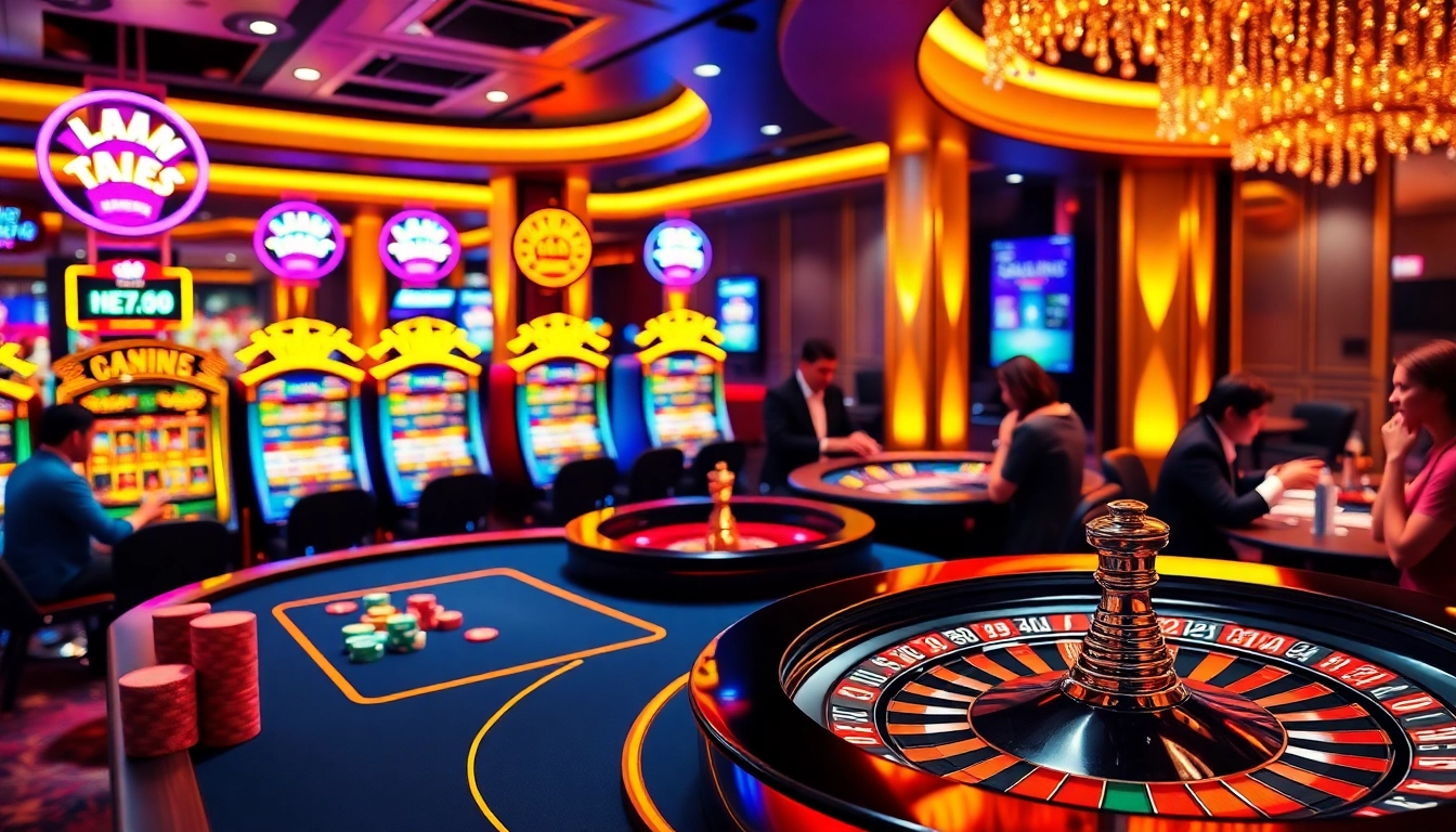 Experience thrilling online gaming at https://bl555.training/ with vibrant casino visuals showcasing poker and roulette.