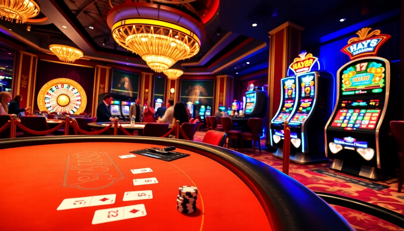 Players enjoy thrilling casino games at HAY88's luxurious gaming tables.