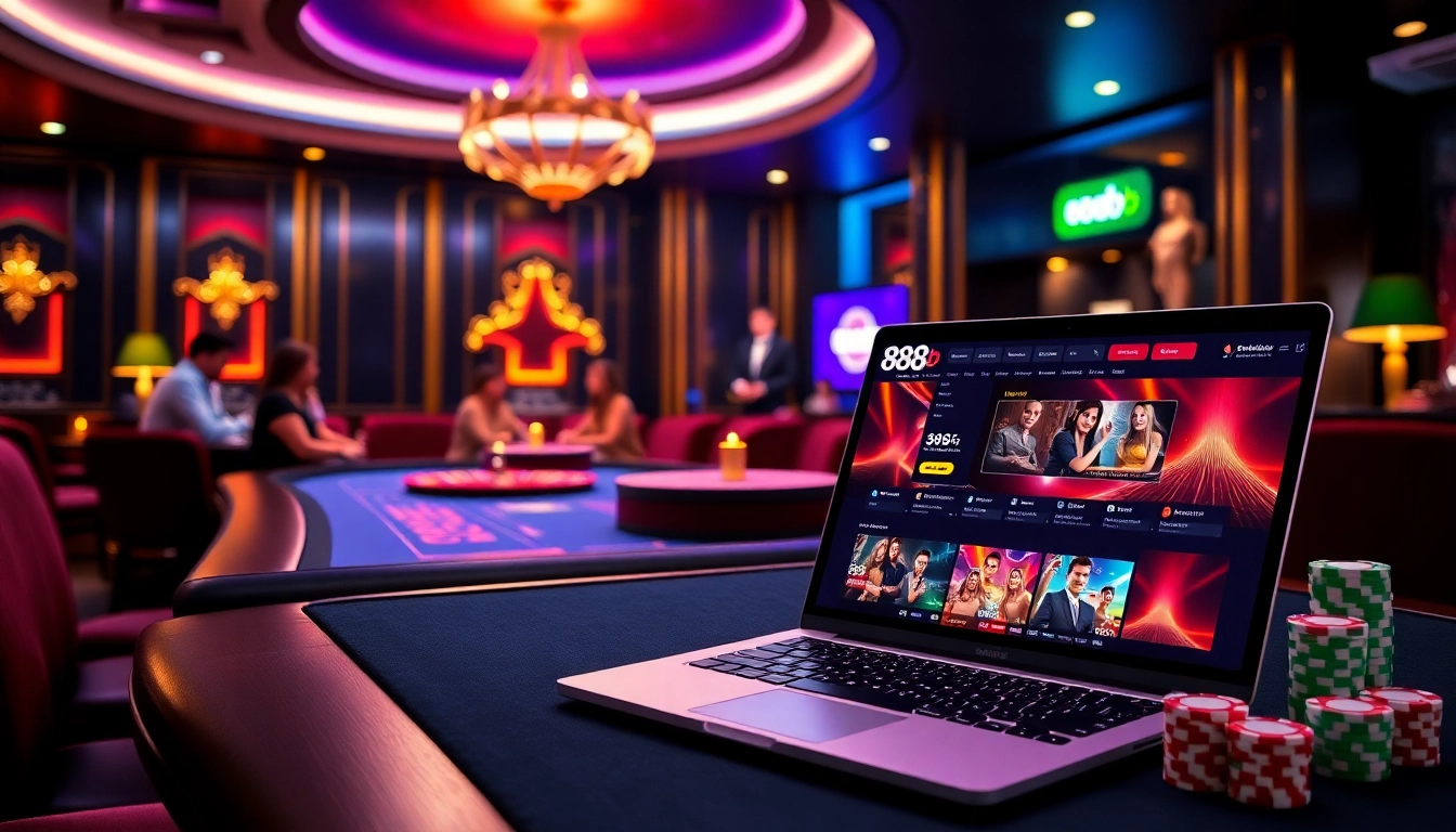 A thrilling gaming experience at 888b online casino with poker and roulette.